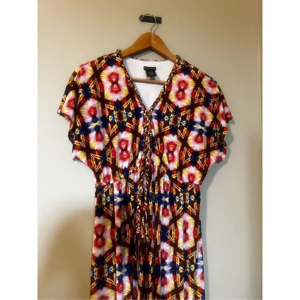 New Directions Women’s Size 12 Tribal Aztec Southwestern Midi Dress NWOT
